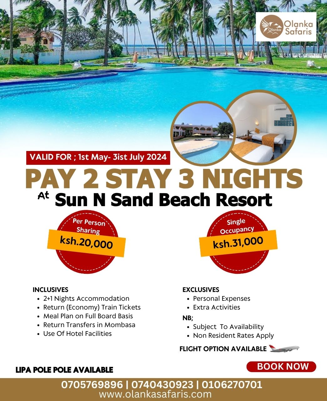 Free night offer at Sun N Sand Beach Resort